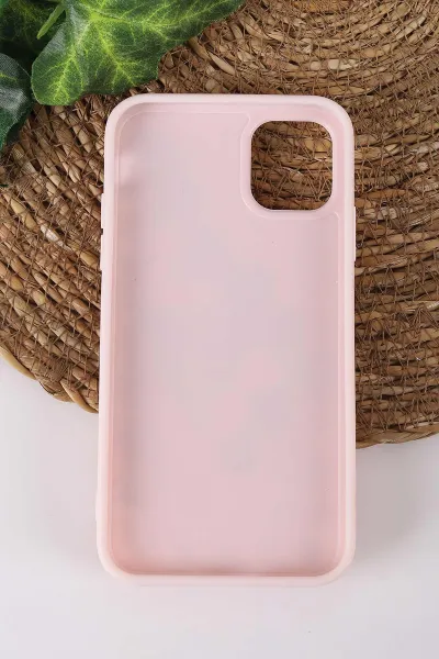 Pembe TeknoCase İPhone 11 Uyumlu Daisy Case Serisi Taşlı Vakumlu Sert Silikon Telefon Kılıfı 431016