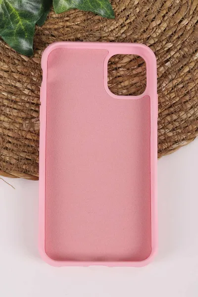 Pembe TeknoCase İPhone 11 Uyumlu Ringy Case Serisi Standlı Lens Hediyeli Sert Silikon Telefon Kılıfı 450159