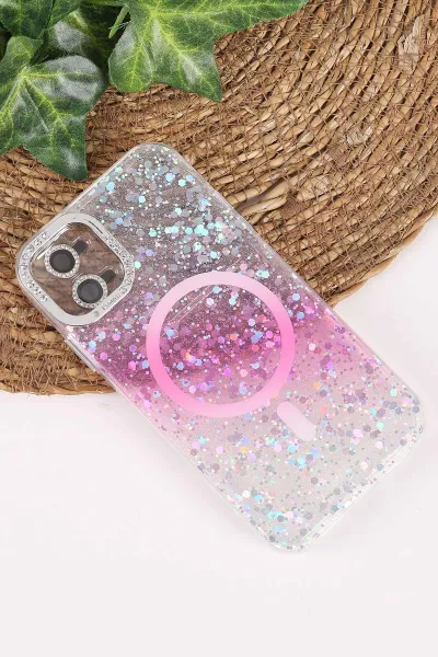 Pembe TeknoCase İPhone 11 Uyumlu Sortie Diamond Case Serisi Sert Silikon Telefon Kılıfı 473654