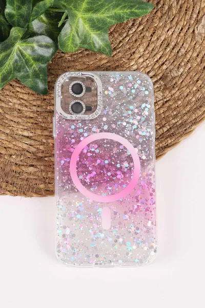 Pembe TeknoCase İPhone 11 Uyumlu Sortie Diamond Case Serisi Sert Silikon Telefon Kılıfı 473654