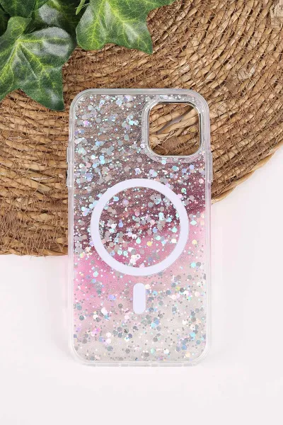 Pembe TeknoCase İPhone 11 Uyumlu Sortie Diamond Case Serisi Sert Silikon Telefon Kılıfı 473654