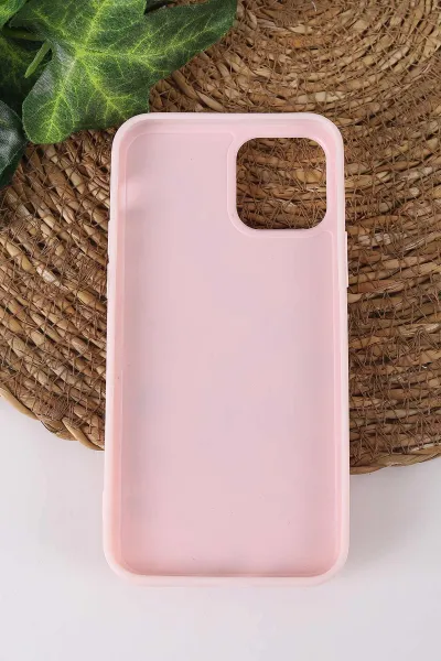 Pembe TeknoCase İPhone 12 Uyumlu Daisy Case Serisi Taşlı Vakumlu Sert Silikon Telefon Kılıfı 431023