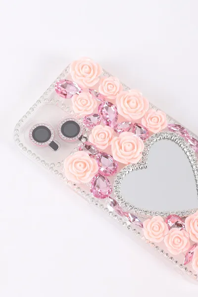 Pembe TeknoCase İPhone 13 Uyumlu Beauty Case Serisi Lens Hediyeli Premium Sert Silikon Telefon Kılıfı 430423