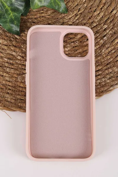 Pembe TeknoCase İPhone 13 Uyumlu Smile Case Serisi Yazı Detaylı Lens Hediyeli Sert Silikon Telefon Kılıfı 450134