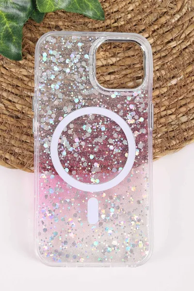 Pembe TeknoCase İPhone 13 Uyumlu Sortie Diamond Case Serisi Sert Silikon Telefon Kılıfı 457957