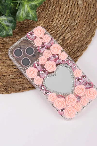 Pembe TeknoCase İPhone 14 Pro Max Uyumlu Beauty Case Serisi Lens Hediyeli Premium Sert Silikon Telefon Kılıfı 430441