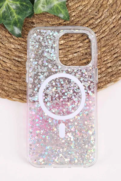 Pembe TeknoCase İPhone 14 Pro Max Uyumlu Sortie Diamond Case Serisi Sert Silikon Telefon Kılıfı 457971