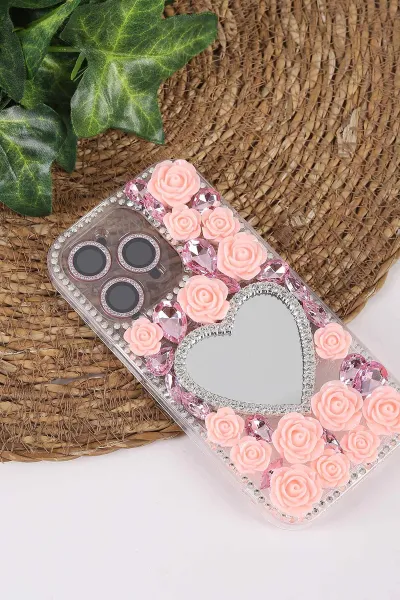 Pembe TeknoCase İPhone 14 Pro Uyumlu Beauty Case Serisi Lens Hediyeli Premium Sert Silikon Telefon Kılıfı 430431