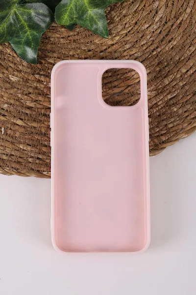 Pembe TeknoCase İPhone 14 Uyumlu Daisy Case Serisi Taşlı Vakumlu Sert Silikon Telefon Kılıfı 431043
