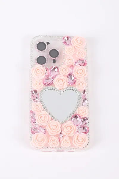 Pembe TeknoCase İPhone 15 Pro Max Uyumlu Beauty Case Serisi Lens Hediyeli Premium Sert Silikon Telefon Kılıfı 430452