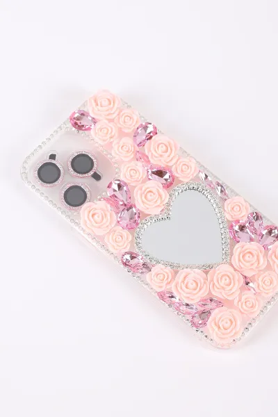 Pembe TeknoCase İPhone 15 Pro Max Uyumlu Beauty Case Serisi Lens Hediyeli Premium Sert Silikon Telefon Kılıfı 430452