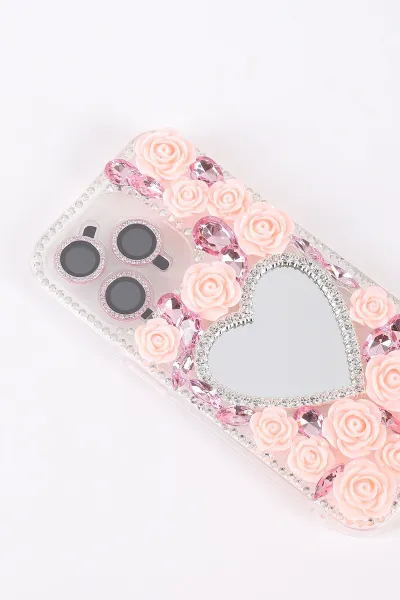 Pembe TeknoCase İPhone 15 Pro Uyumlu Beauty Case Serisi Lens Hediyeli Premium Sert Silikon Telefon Kılıfı 430450