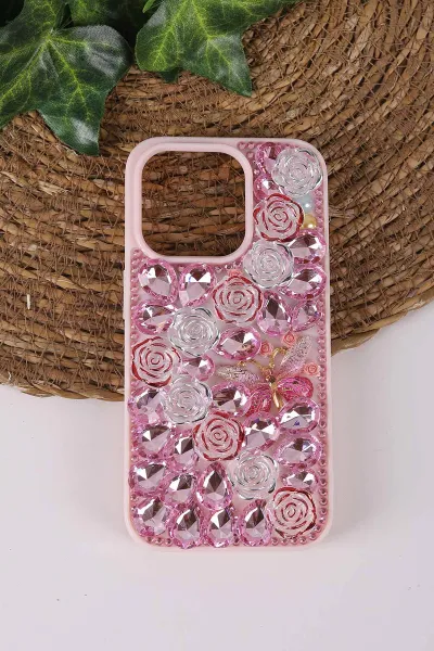 pembe-teknocase-iphone-15-pro-uyumlu-daisy-case-serisi-tasli-vakumlu-sert-silikon-telefon-kilifi-431071