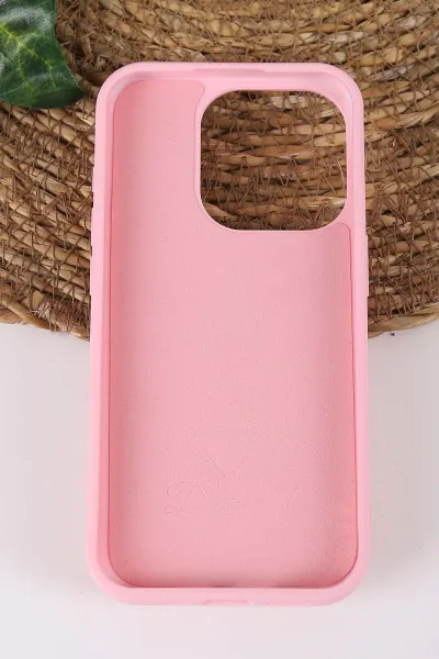 Pembe TeknoCase İPhone 15 Pro Uyumlu Viola Diamond Case Serisi Kartlıklı Lens Hediyeli Sert Silikon Telefon Kılıfı 430823
