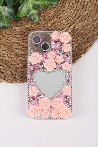 Pembe TeknoCase İPhone 15 Uyumlu Beauty Case Serisi Lens Hediyeli Premium Sert Silikon Telefon Kılıfı 430447
