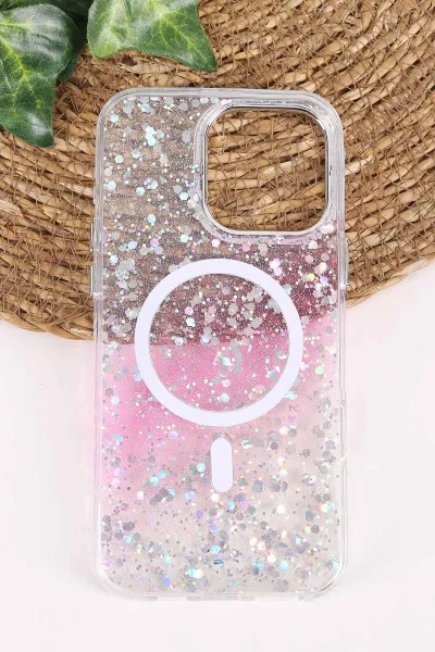 Pembe TeknoCase İPhone 16 Pro Max Uyumlu Sortie Diamond Case Serisi Sert Silikon Telefon Kılıfı 458001