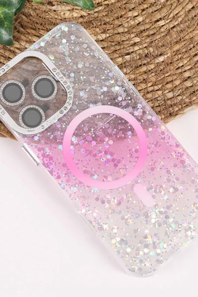 Pembe TeknoCase İPhone 16 Pro Max Uyumlu Sortie Diamond Case Serisi Sert Silikon Telefon Kılıfı 458001