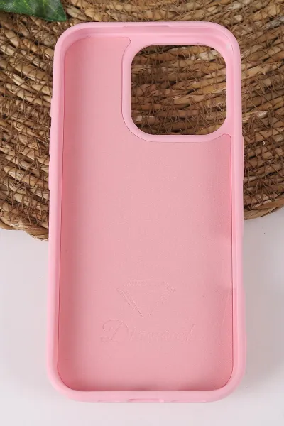Pembe TeknoCase İPhone 16 Pro Uyumlu Viola Diamond Case Serisi Kartlıklı Lens Hediyeli Sert Silikon Telefon Kılıfı 430841