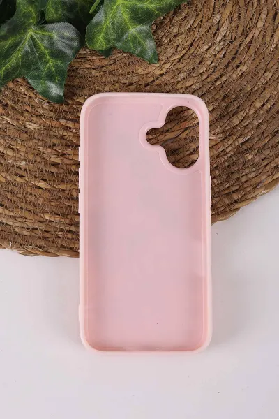 Pembe TeknoCase İPhone 16 Uyumlu Daisy Case Serisi Taşlı Vakumlu Sert Silikon Telefon Kılıfı 431086