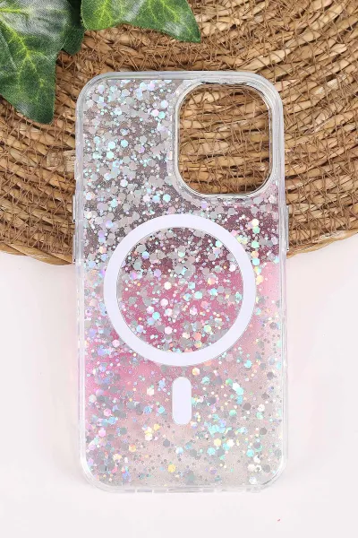 Pembe TeknoCase İPhone 16 Uyumlu Sortie Diamond Case Serisi Sert Silikon Telefon Kılıfı 457997