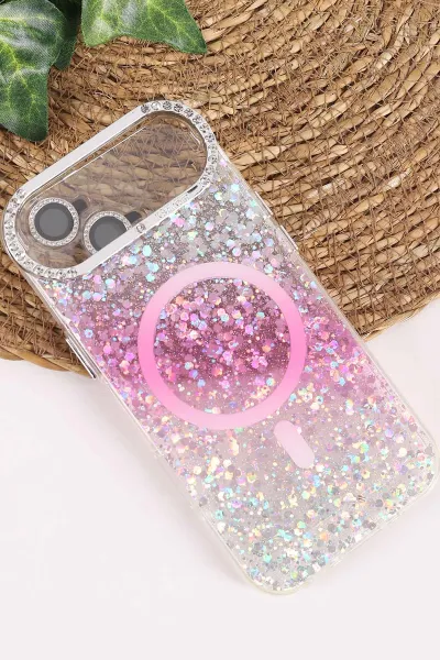 Pembe TeknoCase İPhone 17 Air Uyumlu Sortie Diamond Case Serisi Sert Silikon Telefon Kılıfı 458022