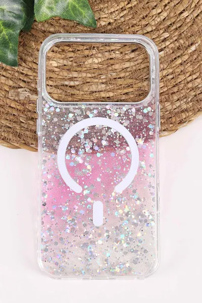 Pembe TeknoCase İPhone 17 Pro Max Uyumlu Sortie Diamond Case Serisi Sert Silikon Telefon Kılıfı 458017