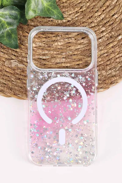 Pembe TeknoCase İPhone 17 Pro Uyumlu Sortie Diamond Case Serisi Sert Silikon Telefon Kılıfı 458013