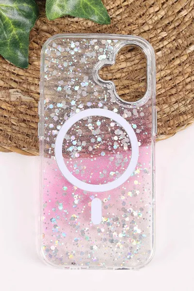 Pembe TeknoCase İPhone 17 Uyumlu Sortie Diamond Case Serisi Sert Silikon Telefon Kılıfı 458009