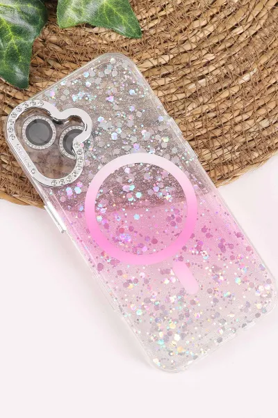 Pembe TeknoCase İPhone 17 Uyumlu Sortie Diamond Case Serisi Sert Silikon Telefon Kılıfı 458009