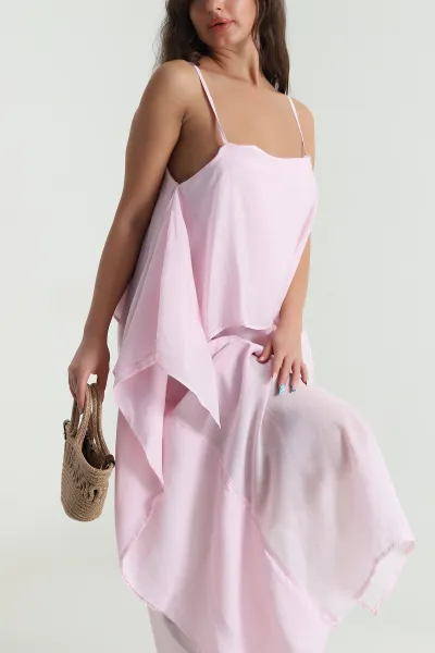 Pembe Tensel Modal Kadın Elbise 484106