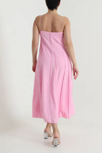Pembe Ters Dikişli Çilek Kadın Elbise 475431