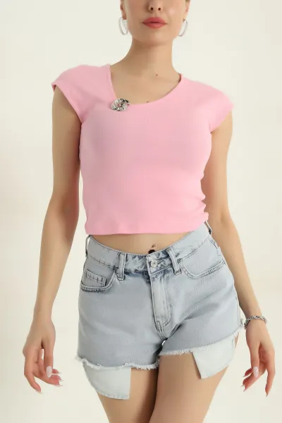Pembe Toka Detay Kadın Bluz 376339