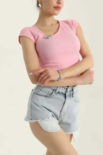 Pembe Toka Detay Kadın Bluz 376339