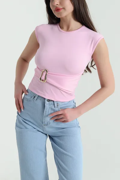 Pembe Tokalı Dalgıç Kadın Bluz 455396