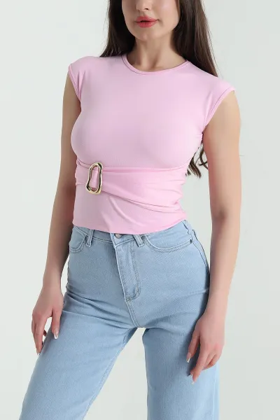 Pembe Tokalı Dalgıç Kadın Bluz 455396