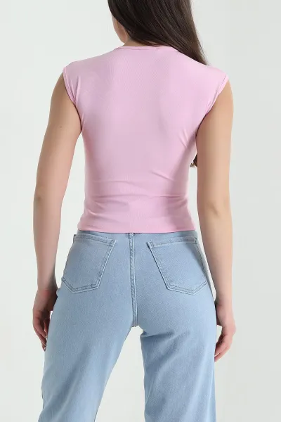 Pembe Tokalı Dalgıç Kadın Bluz 455396