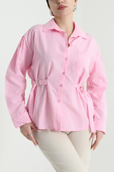 Pembe Tokalı Terikoton Kadın Gömlek 443889