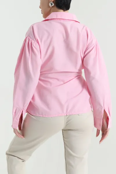Pembe Tokalı Terikoton Kadın Gömlek 443889