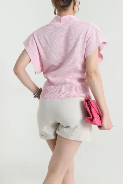 Pembe Tokalı Triko Kadın Bluz 477612