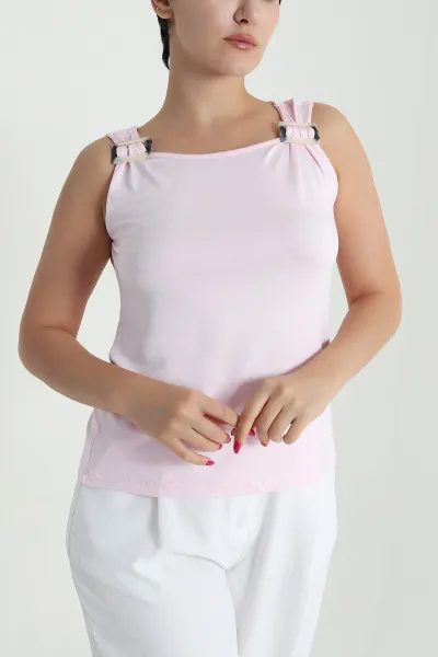 Pembe Tokalı Viskon Kadın Bluz 479465