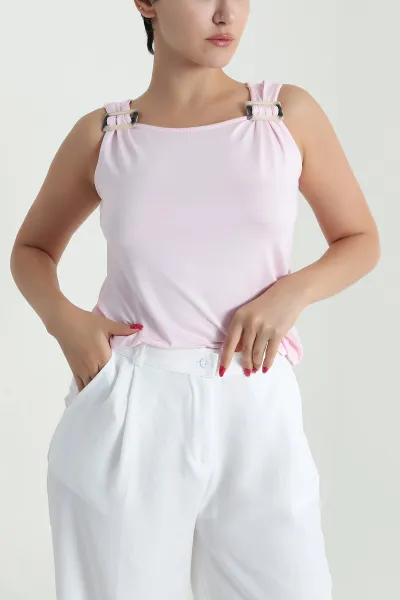 Pembe Tokalı Viskon Kadın Bluz 479465