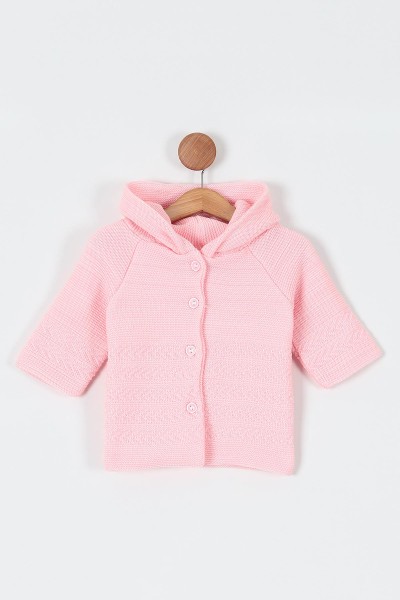 pembe-triko-kapusonlu-dugme-detayli-kiz-bebe-hirka-197353