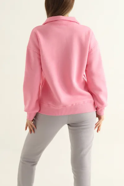 Pembe Üç İp İçi Şardonlu Bayan Sweat 312677