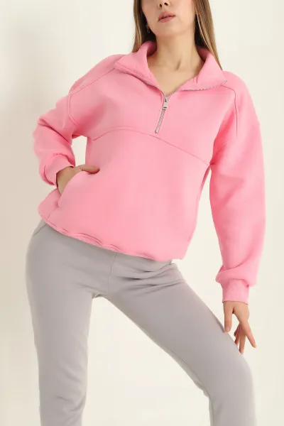 Pembe Üç İp İçi Şardonlu Bayan Sweat 312677