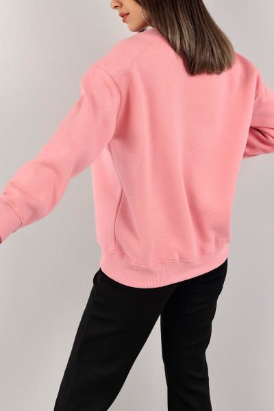 Pembe Üç İplik Şardonlu Sweat 141589