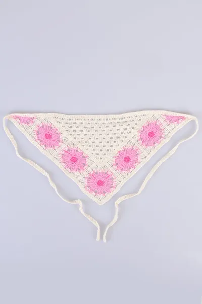 Pembe Üçgen   Örgü Saç Bandanası 485786