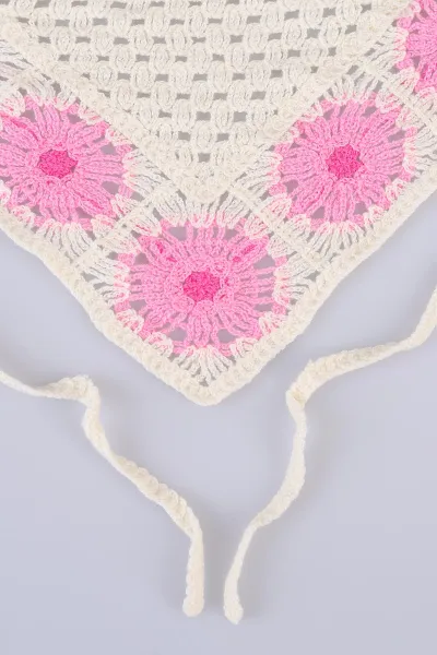 Pembe Üçgen   Örgü Saç Bandanası 485786