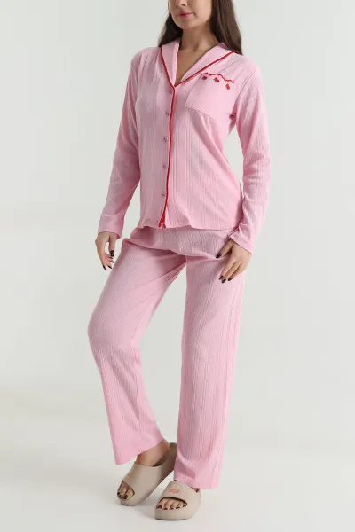 Pembe Uzun Kollu Pointel Kadın Pijama Takımı 499839