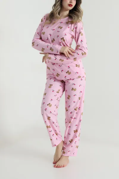 Pembe Uzun Kollu Süet Kadın Pijama Takımı 499334