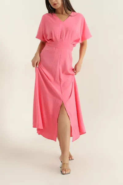 Pembe V Yaka Aerobin Kadın Elbise 369477